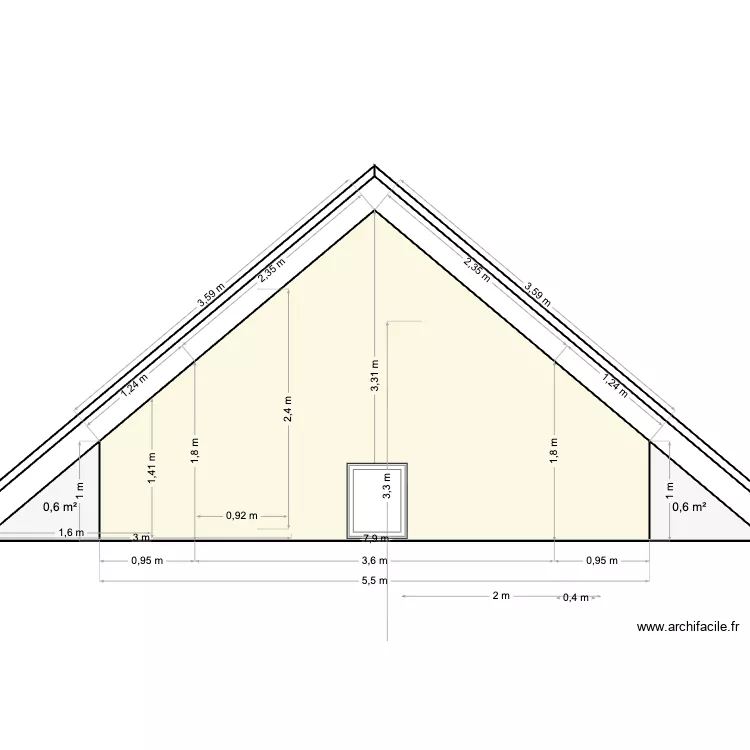 COMBLE SOUS PENTE gite. Plan de 