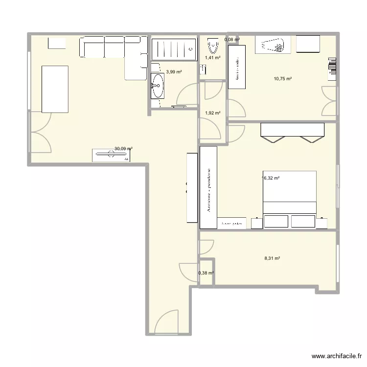 Boulogne. Plan de 9  et 73 m²