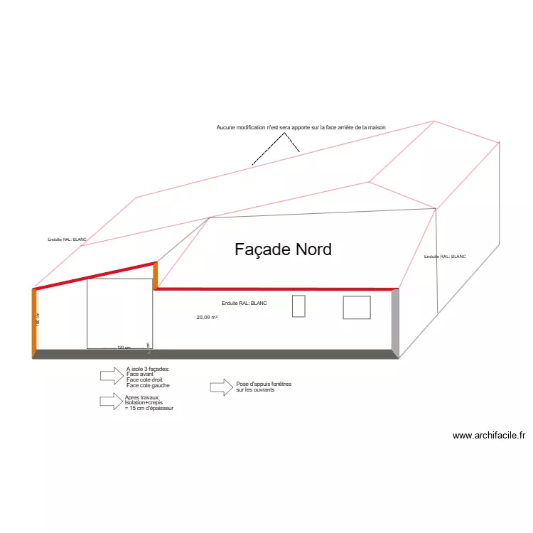 Fa&ccedil;ade Nord  000cr0098. Plan de 