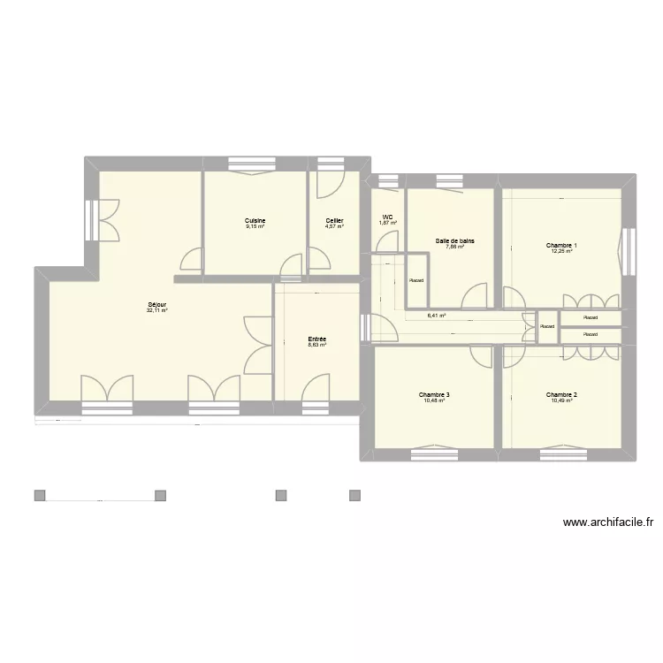 299 Salvate EXISTANT. Plan de 15  et 107 m²