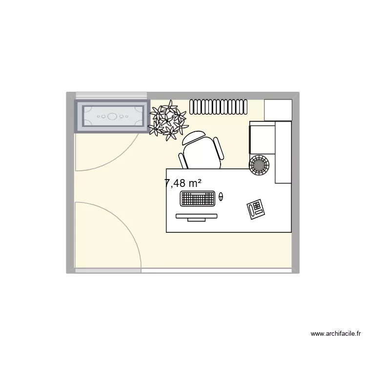 Bureau Olivia VIVEST. Plan de 1  et 7 m²