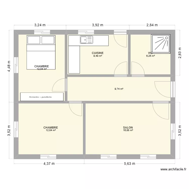 MAISON 10m X 8m. Plan de 