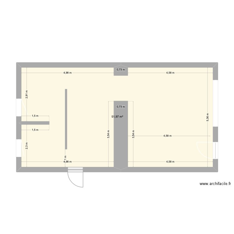 CASA M. Plan de 1 pièce et 52 m2