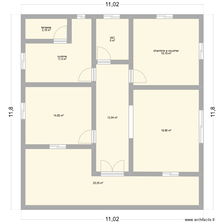 BEN JAMAA. Plan de 8 pièces et 108 m2