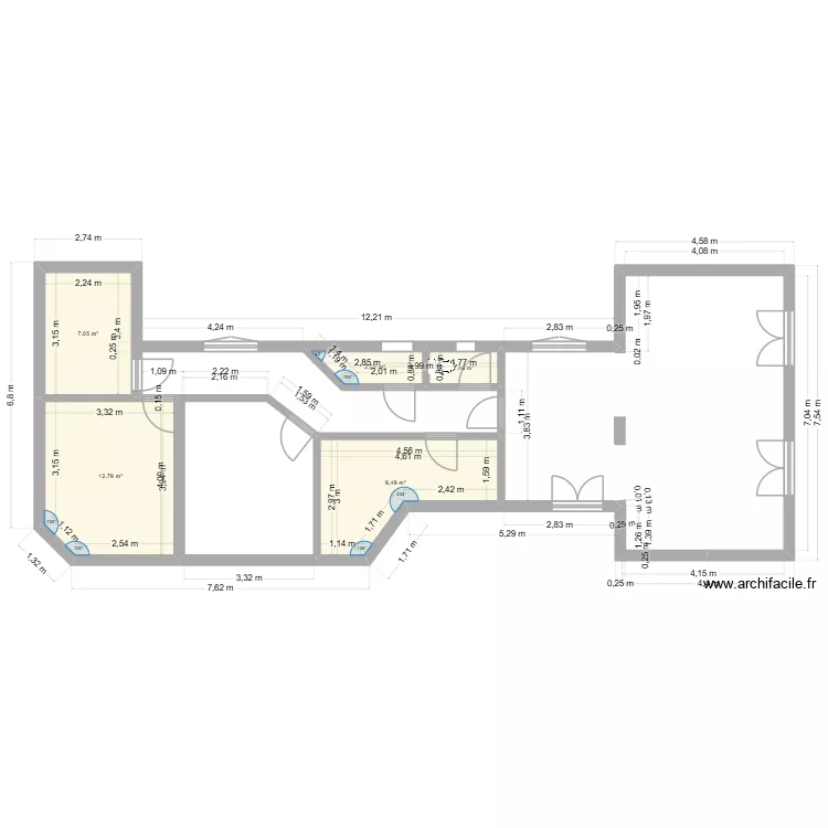 ballu 0. Plan de 5 pièces et 33 m²