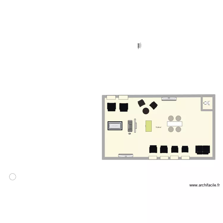 salon. Plan de 1 Pièce et 76 m²