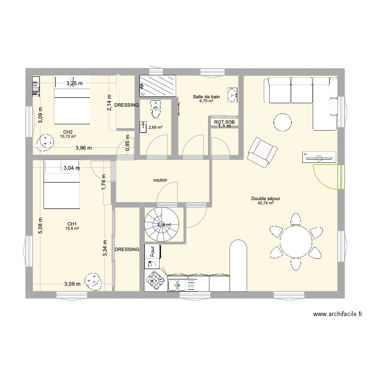 claire2. Plan de 10 pièces et 93 m2