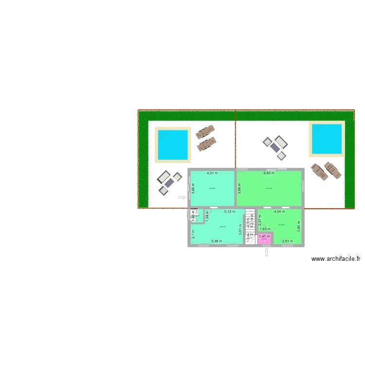 RDC pythagore. Plan de 7 pièces et 80 m2
