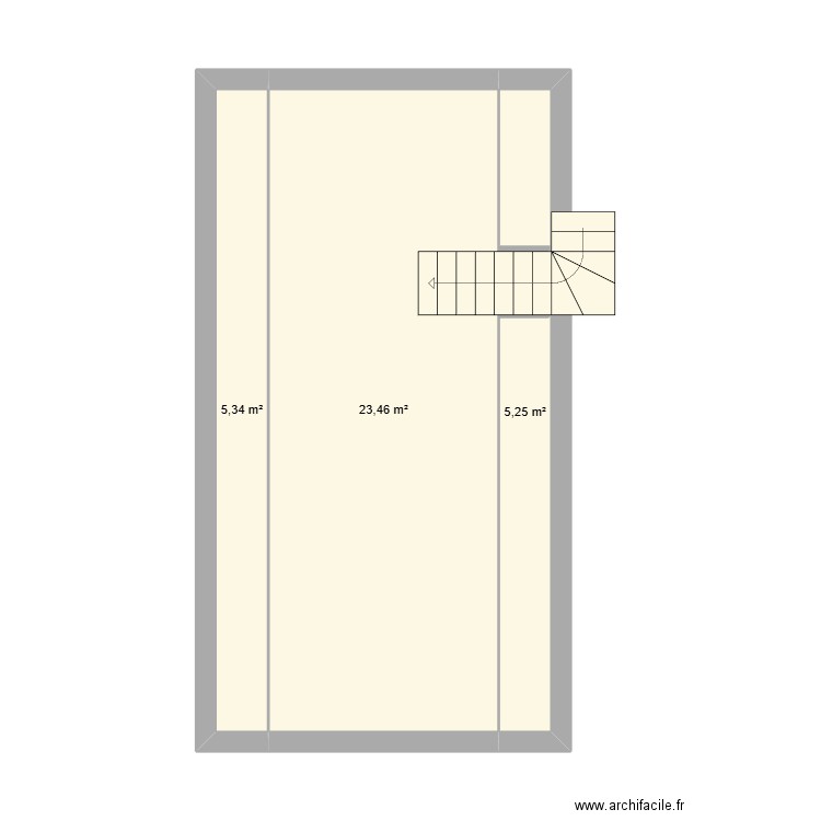 etg 1. Plan de 3 pièces et 34 m2