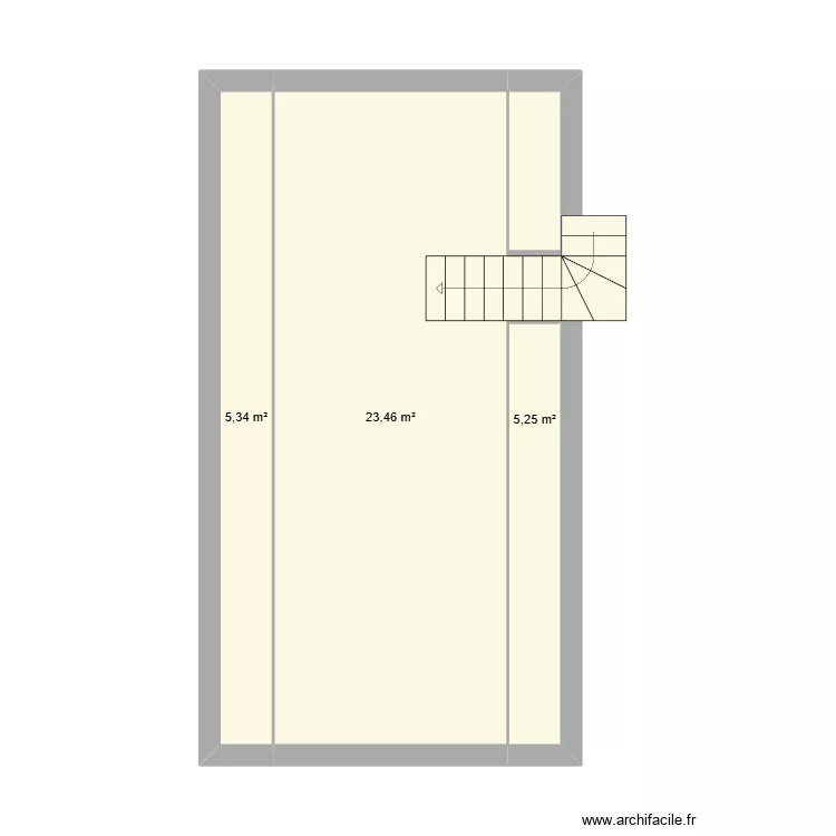 etg 1. Plan de 3  et 34 m²