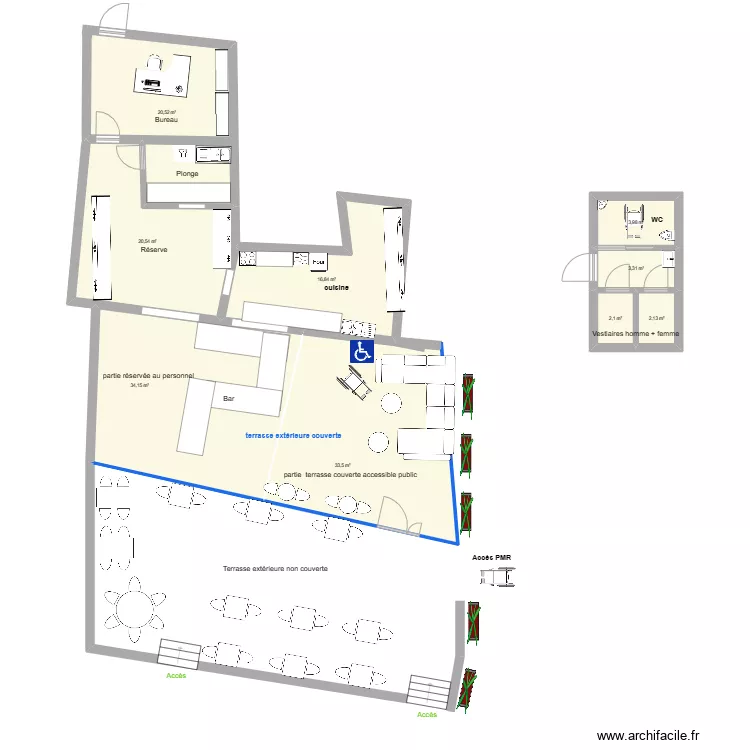 restaurant poutou accessibilit&eacute; modifi. Plan de 