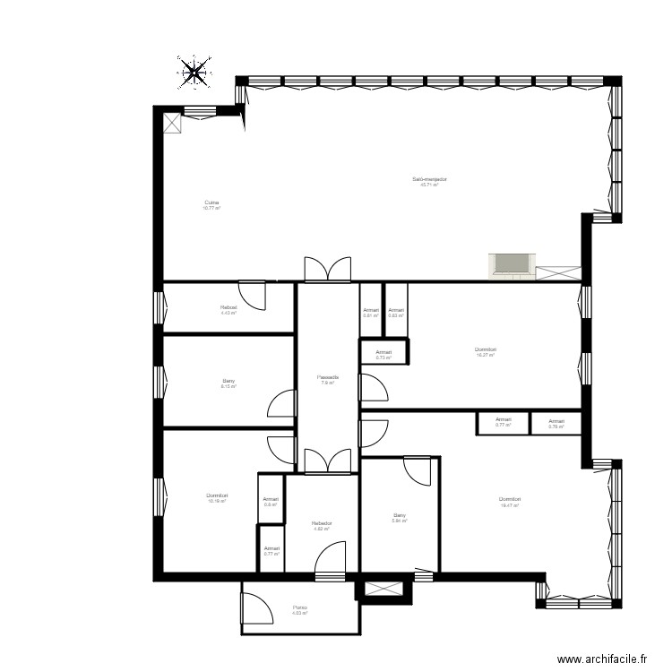 bordes df'arinsal, l-4. arinsal. Plan de 22 pièces et 191 m2
