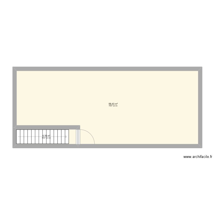 frottards. Plan de 2 pièces et 61 m2