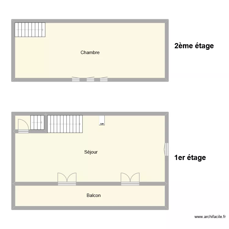 biraison etages. Plan de 4  et 124 m²