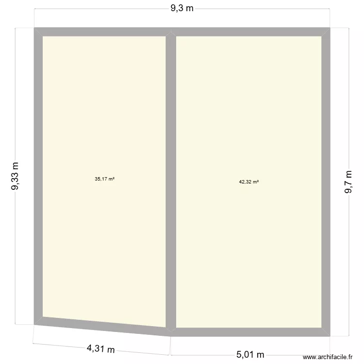 GRANGE 2. Plan de 2  et 77 m²