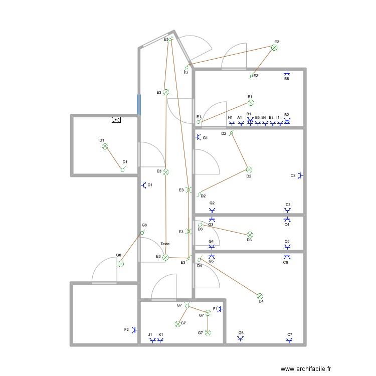 plan. Plan de 8 pièces et 54 m2