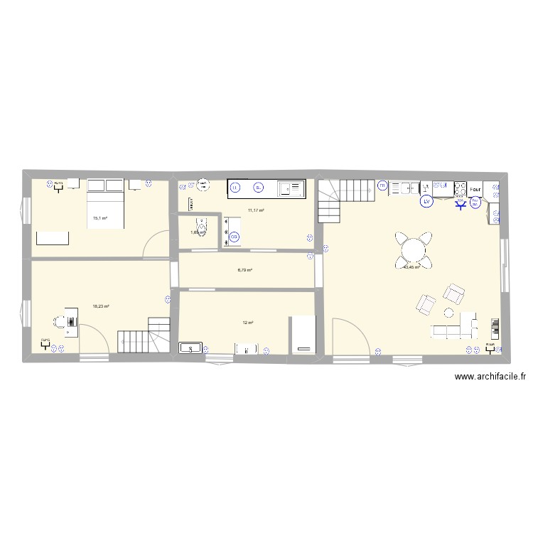 PC MAISON. Plan de 7 pièces et 109 m2