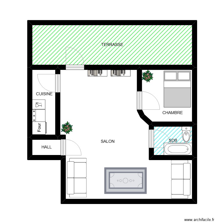 NERVIENS 134 STUDIO. Plan de 6 pièces et 48 m2
