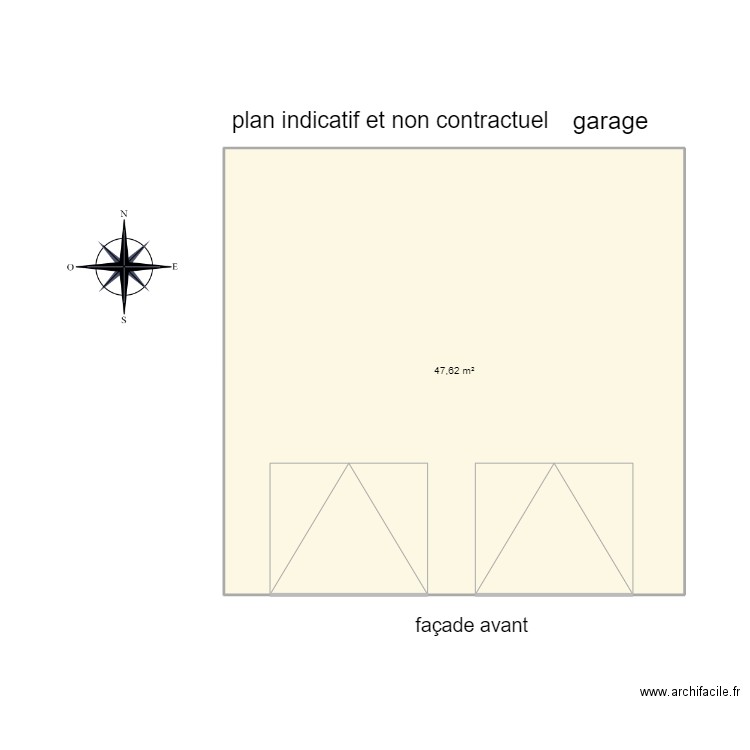 daparé garage . Plan de 1 pièce et 48 m2