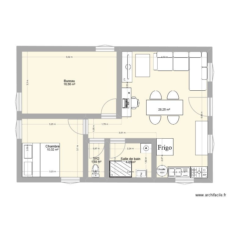 La motte 2. Plan de 5 pièces et 60 m2