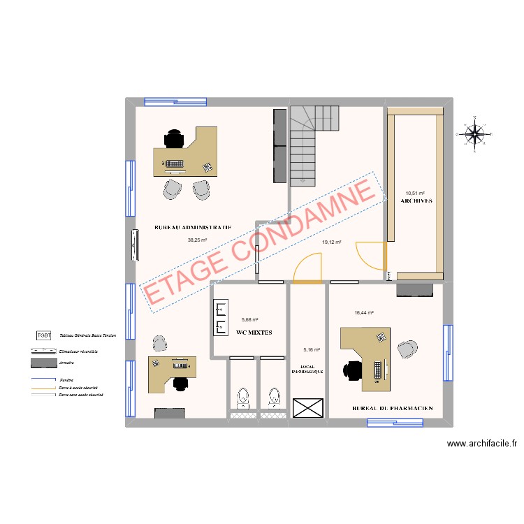 Brignoles étage - équipements 2. Plan de 10 pièces et 91 m2