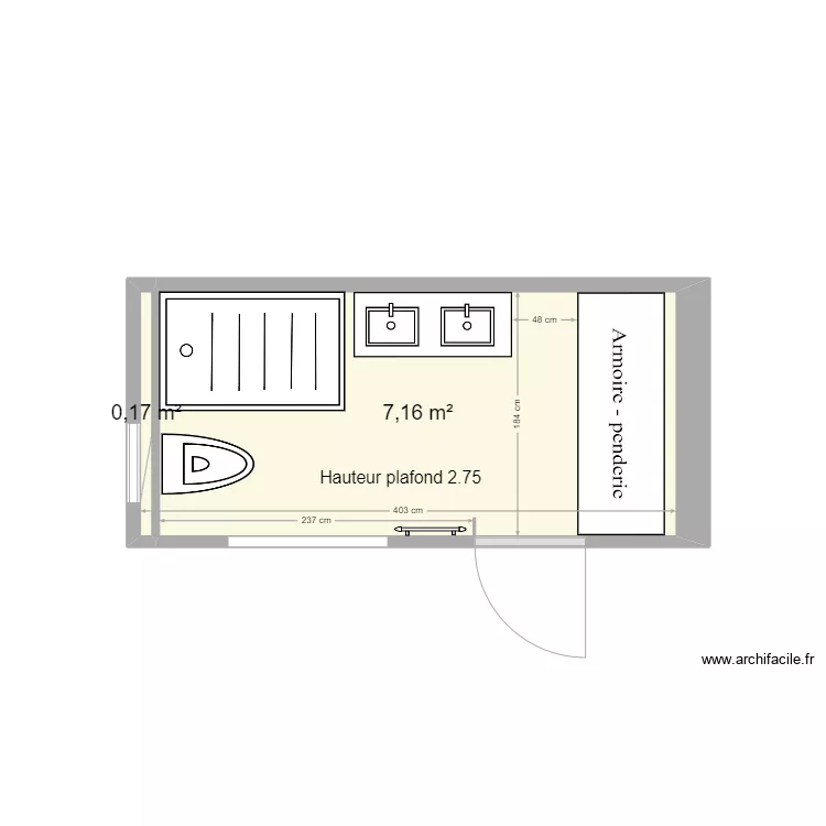 SDB BOUR RDC. Plan de 