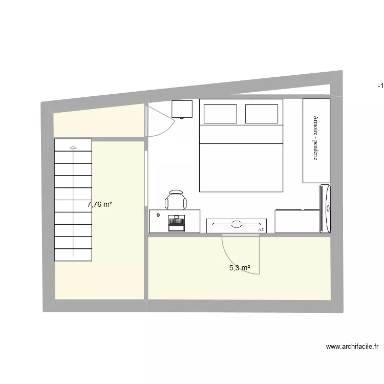 studio sebastopol 21 haut. Plan de 3  et 13 m²