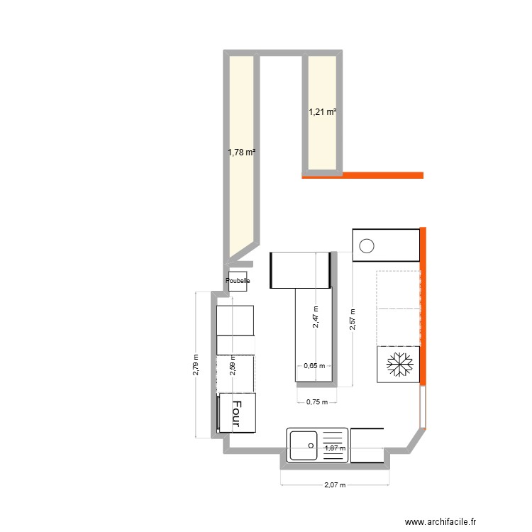 guemene modif. Plan de 2 pièces et 3 m2