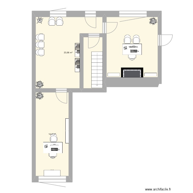 plan bureau M et A. Plan de 3 pièces et 54 m2