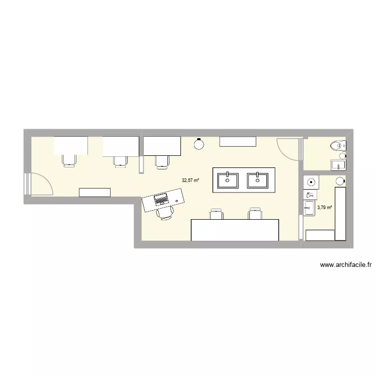 PLAN DU SALON INFLUENCE. Plan de 2  et 36 m²