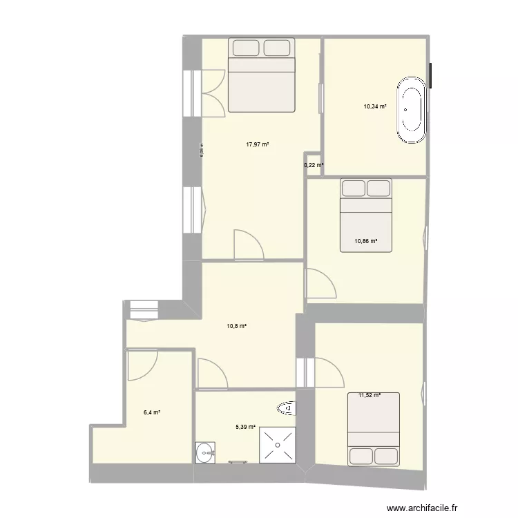 lamb 2. Plan de 8 Pièces et 74 m²