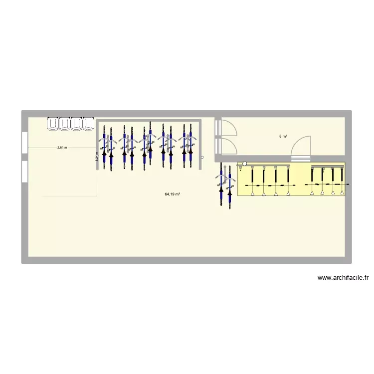 ornano V francois. Plan de 2 Pièces et 72 m²