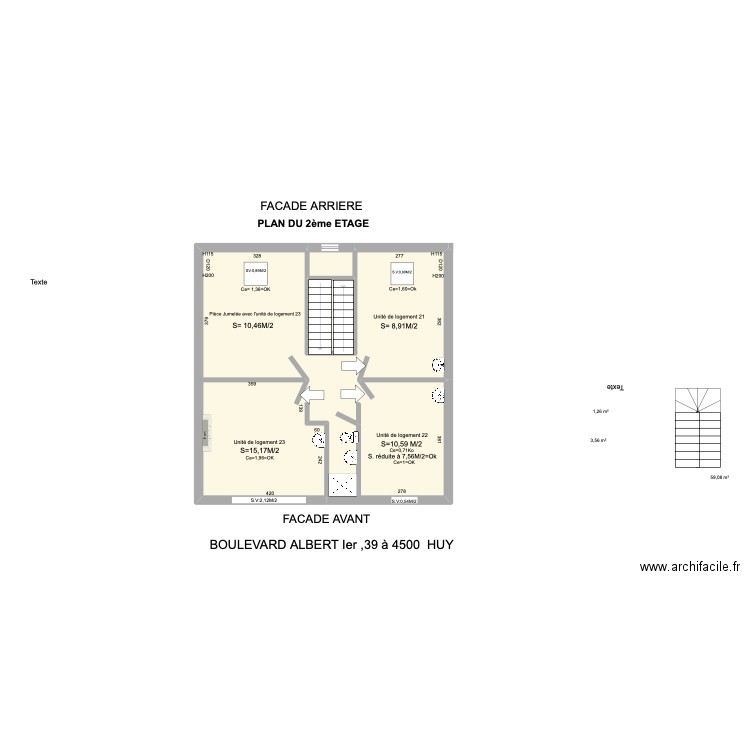 marysa2. Plan de 3 pièces et 64 m2