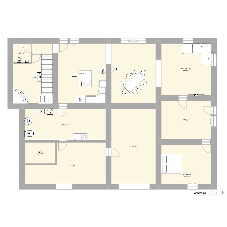 Maizon MODIF. Plan de 16 pièces et 326 m2