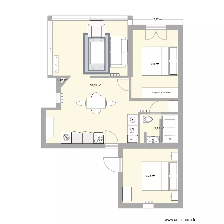 GOLFOCEAN apr&egrave;s travaux. Plan de 5  et 52 m²
