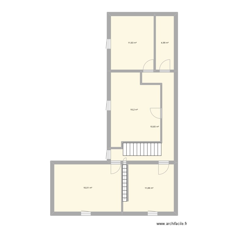 Maison Noyelles etage. Plan de 6 pièces et 71 m2