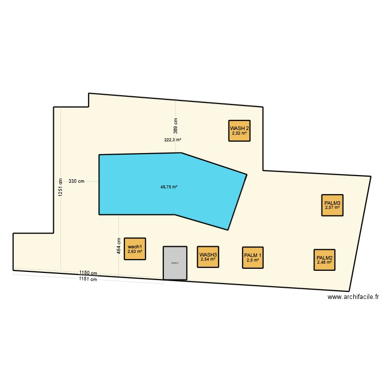 piscine. Plan de 9 pièces et 358 m2