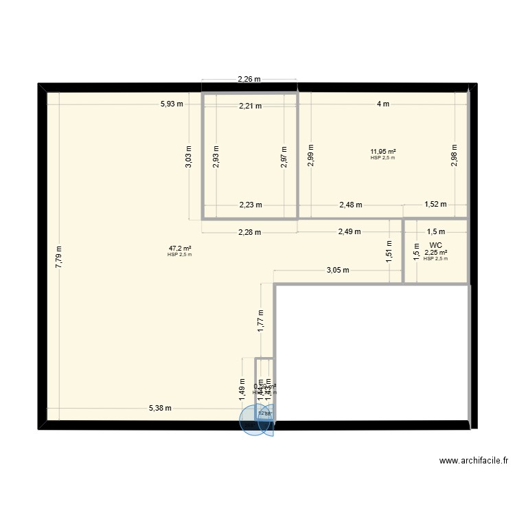 pavillon. Plan de 4 pièces et 62 m2