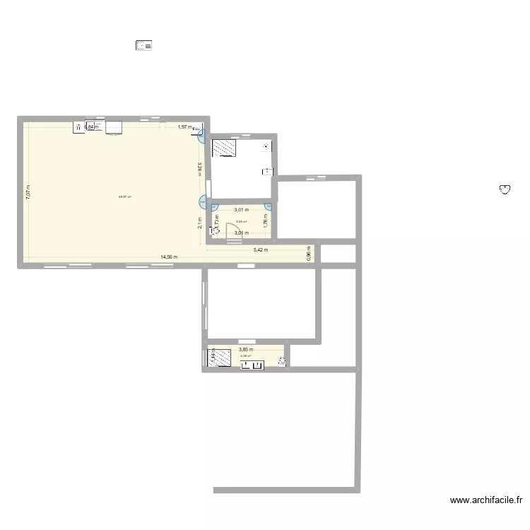 maison 2. Plan de 3  et 79 m²