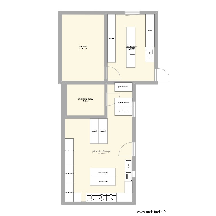 atelier de tranfo. Plan de 4 pièces et 85 m2