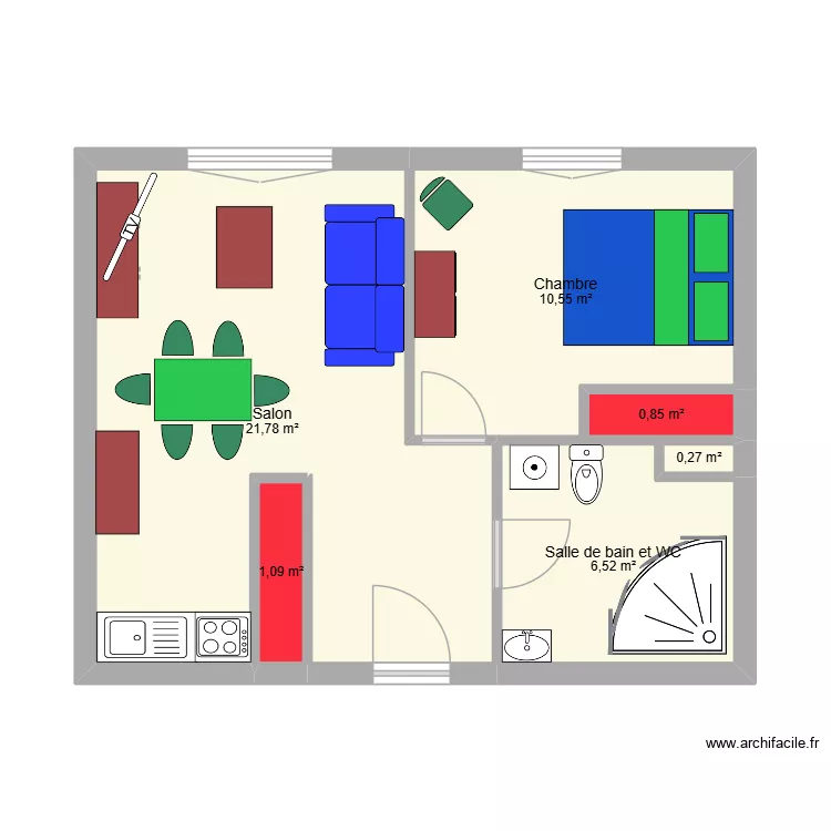 guzet 23. Plan de 6  et 41 m²