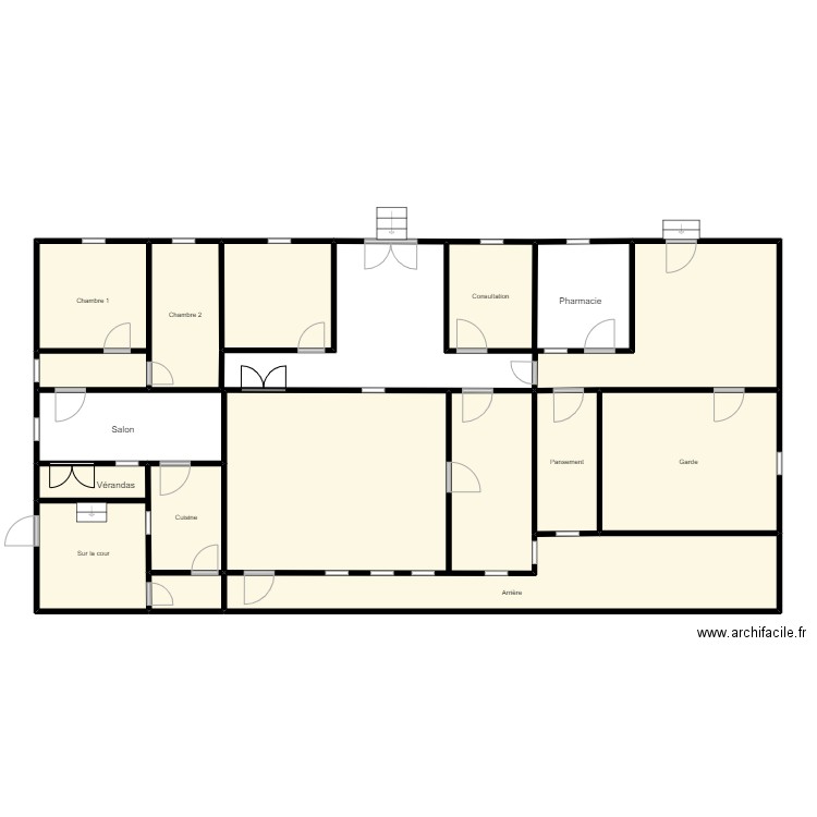 Maternité DJO-ZOUME. Plan de 12 pièces et 153 m2