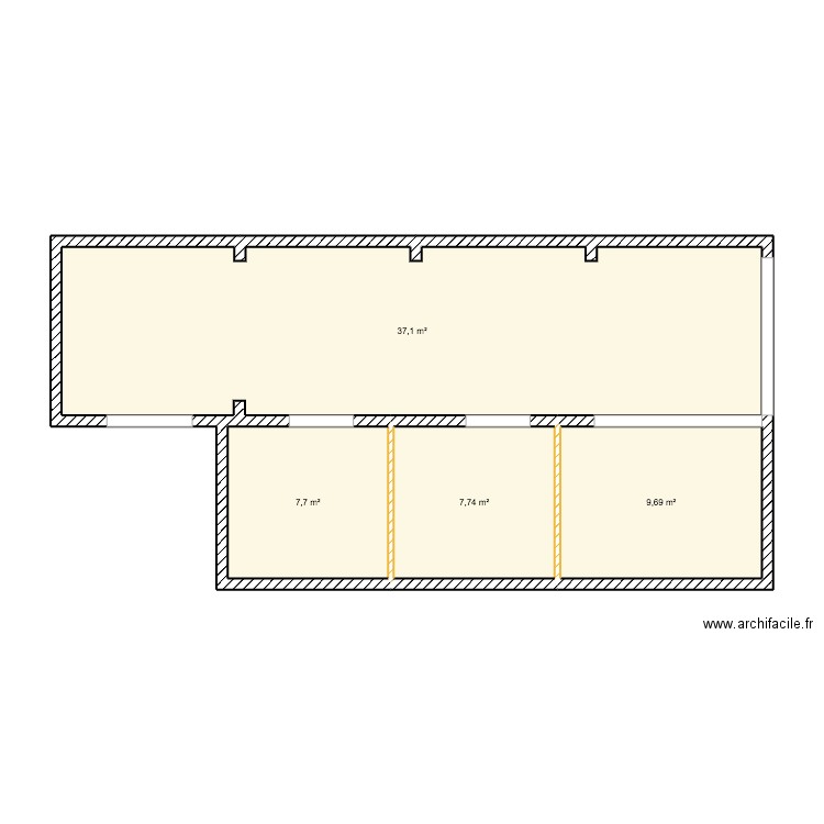 ECURIES 2. Plan de 4 pièces et 62 m2