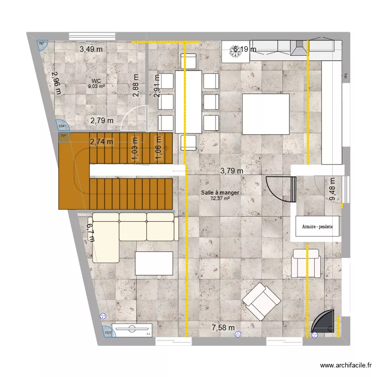 Plan RDC 2. Plan de 2 Pièces et 81 m²