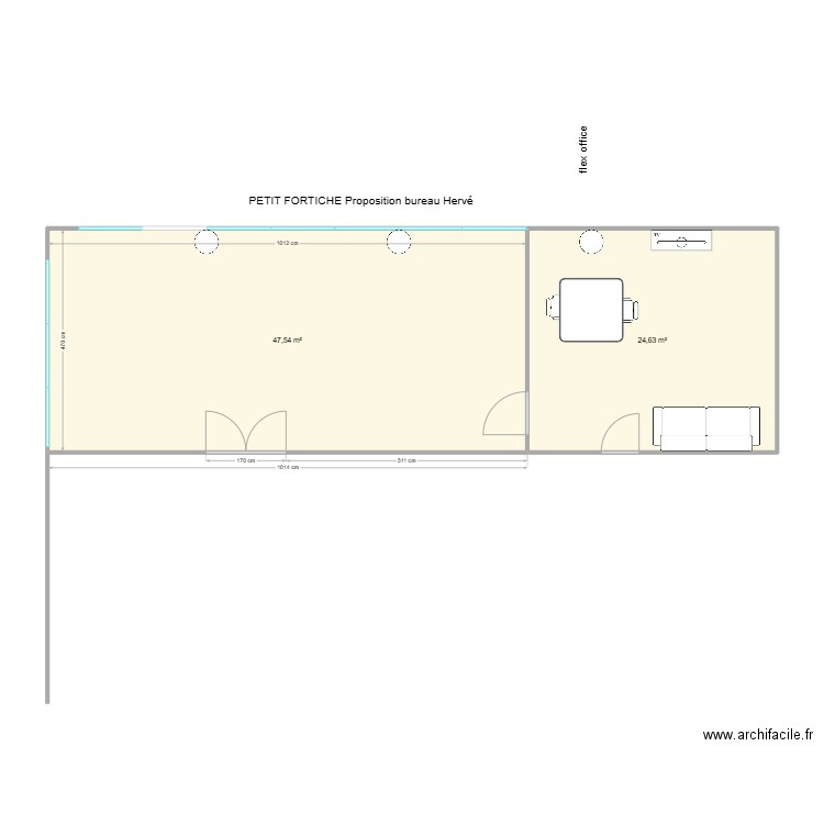 PETIT FORTICHE. Plan de 2 pièces et 72 m2