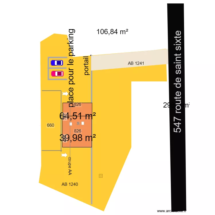 St Nicolas 2 plan de masse 3. Plan de 2  et 104 m²