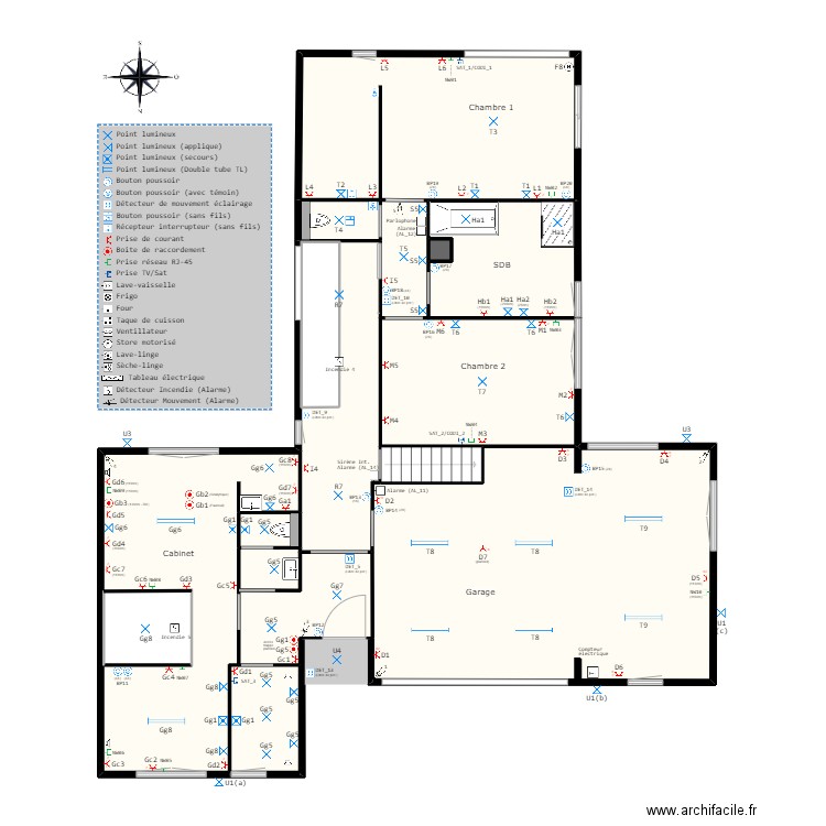 Home (Schéma électrique) v2.20. Plan de 30 pièces et 439 m2