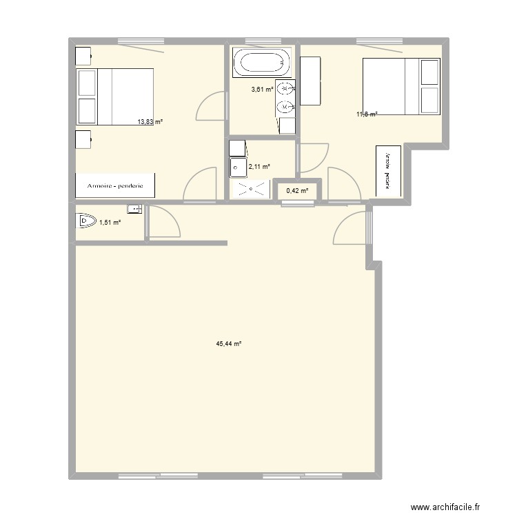 ArchiFacile PRO. Plan de 7 pièces et 79 m2