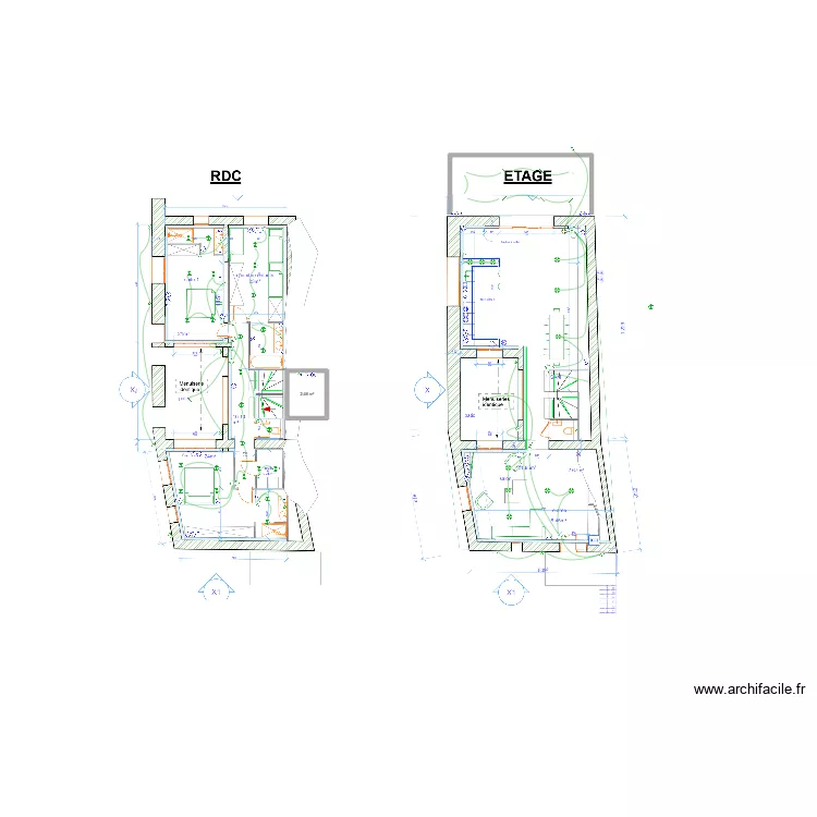 mas grans V2. Plan de 1  et 2 m²
