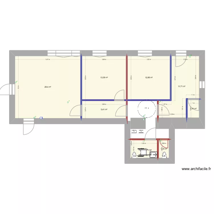 Plan Ecole corrig&eacute;. Plan de 8  et 78 m²